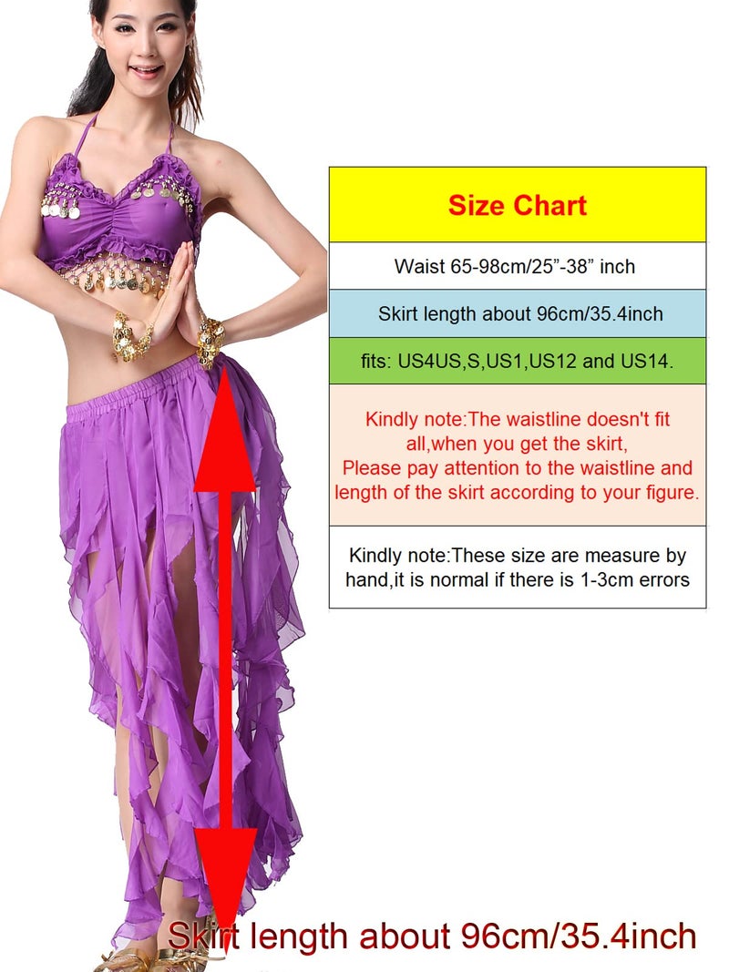 ZLTdream Belly Dance 16PCS-Curling Jellyfish Skirt for Girls andWomen Belly Dancing Outfits Black - Image 5